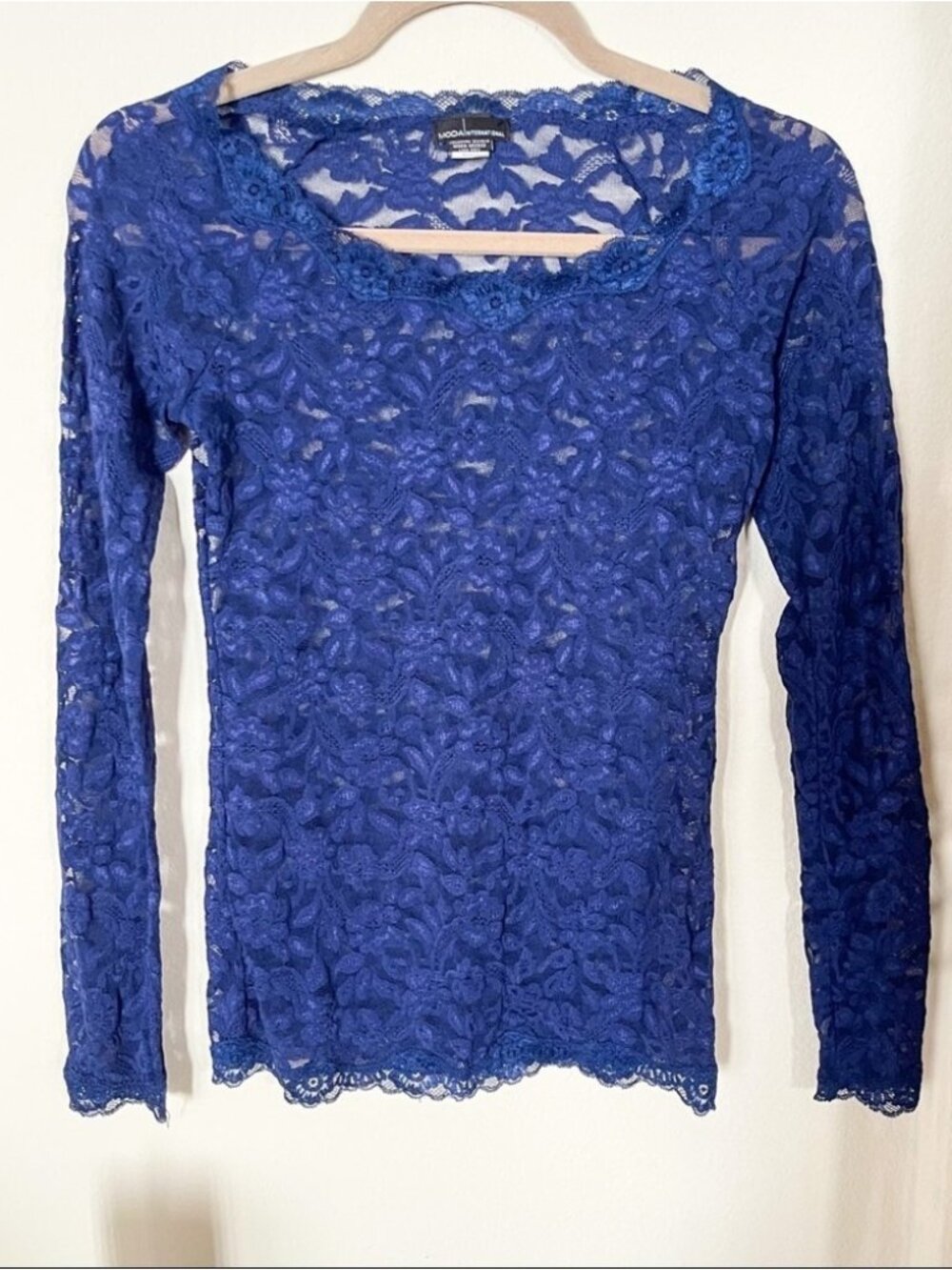Navy Blue Lace Top